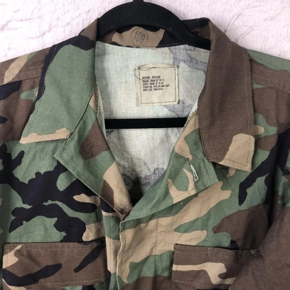 US Army BDU Jacket Mens Medium Regular Woodland Camo Field Coat Military Combat